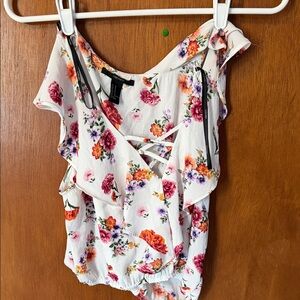 Forever 21 Floral Blouse - White with Pink and Orange